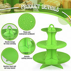 Zopeal 7 Pcs Dessert Table Display Set 3-Tier Cupcake Stand 1-Tier Cup Cake Display Tower Platters and Serving Trays Cardboard Cake Cookie Holders for Wedding Birthday Party Baby Shower(Green) - color: Green