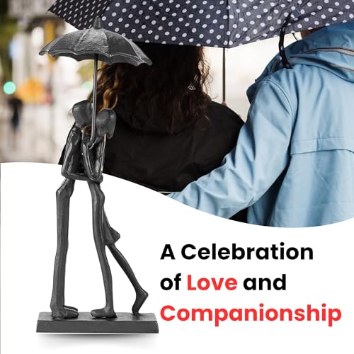 Modern Sculptures Home Decor Affectionate Couple Statue Kissing Under Umbrella Figurine Statues for Bedroom Décor Hand Sculptures for Living Room Romantic Figurines - style: Kissing Under Umbrella