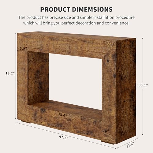 GarveeTech 47" Console Table for Entryway, Narrow Sofa Table Behind Couch, Wood Hallway Entry Table with Storage Shelf, Vintage Accent Table for Living Room, Foyer - color: Brown-47 Inches