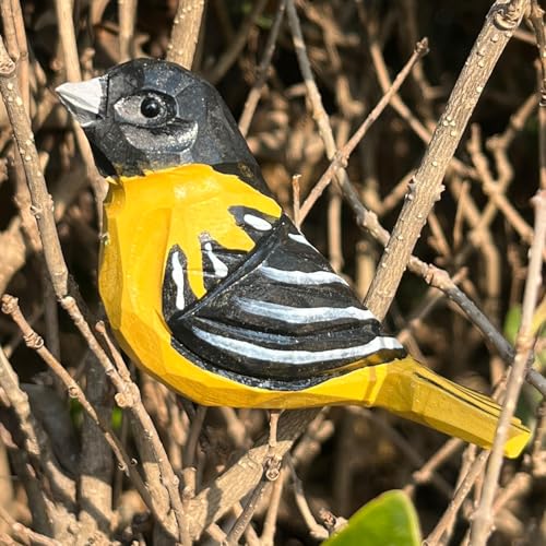 Hand Carved Bird Figurines, Hand-painted Sculpted Wooden Birds, Wood Bird Sculptures for Home Decoration, Hand Crafted Life Like Bird Statues, Ideal Gifts for Bird Lovers (Baltimore Oriole)