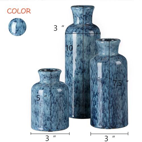 CwlwGO-Blue Ceramic Vases Set,Small Vase Sets,Farmhouse Country Vases Home Decor,Living Room Table Decoration,Shelf Decor,and Entrance Decoration Centerpieces. - color: Light Blue