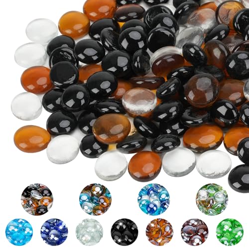 Mr. Fireglass 10 Pound Blended Fire Glass Beads, 1/2" High Luster Mixed Colored Fire Glass Drops for Fireplace Fire Pit & Lanscaping, Onyx Black, Crystal Ice, Caramel - color: Onyx Black, Crystal Ice, Caramel, size: 1/2 inch, 10 Pounds
