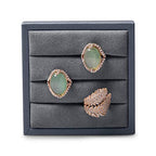 Oirlv Premium Leather Ring Display Stand Small Ring Tray Showcase Jewelry Display Home Organizer(Grey) - color: Grey