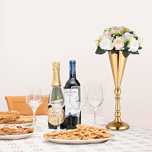10 Pcs Gold Vase Wedding Centerpieces for Tables Centerpiece Table Decorations Metal Tall Artificial Flower Vases for Wedding Reception Party Birthday Event Home Decor