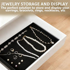 YEXEXINM 12 Pcs Velvet Stackable Jewelry Tray Showcase Display, Jewelry Organizer Trays for Drawers and Countertop, Black Empty Plates for Necklace, Ring, Bracelet, and Earring Storage Display
