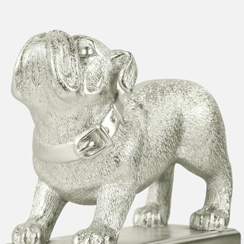 Decorative Bookends for Shelves, Dog Book Ends for Heavy Books, Bulldog Statues Bookends for Heavy Books with Anti-Slip Base Book Holders for Home Office Decor (Silver) - color: Silver