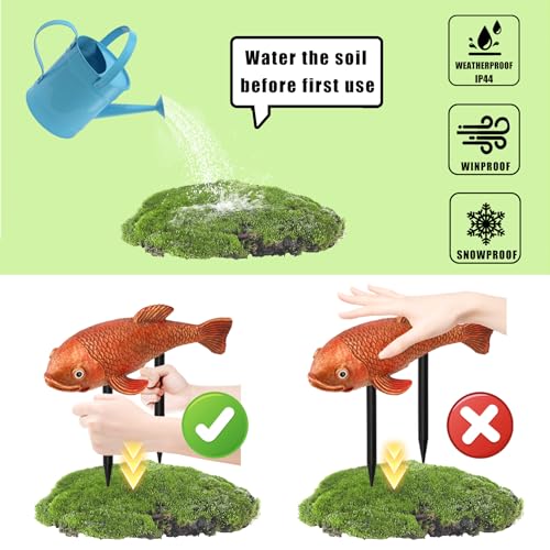 Teaeeno Antique Ceramic Koi Fish Garden Statues - Set of 2 | Exquisite Fish Sculptures for Outdoor, Patio, Pond, and Garden Decorations (Color) - color: Gold