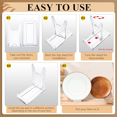 6 Pack Clear Acrylic Adjustable Desktop Book Stand & Display Easel for Tablet Phone Clutch Bag Plate Artwork Magazine Picture Comic Album CD Postcard - Home Office Back to School