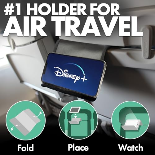 Airplane Phone Holder, Flexible Cell Phone Holder, Folding Cellphone Stand for Desk, Bed, Office, Treadmill - Airplane Gadgets for Long Travel Accessories - Plane Essentials (Vegan Leather) - color: Vegan Leather, size: Large