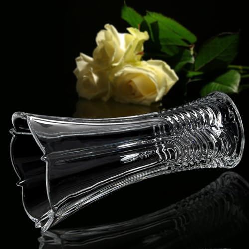 CS Crystal Vase 12-inch high, Water Ripple Design, for Flowers & Decor. Lovely Nice Shiny Piece. Perfect as a Gift, Suitable for All Occasions. - style: Water Ripple Design