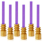 DEYBBY Natural Beeswax Taper Candles, Hand-Rolled Beeswax Candles Honeycomb Design, Dripless and Smokeless,Set of 6 (Purple) - color: Purple, size: 6 Pack