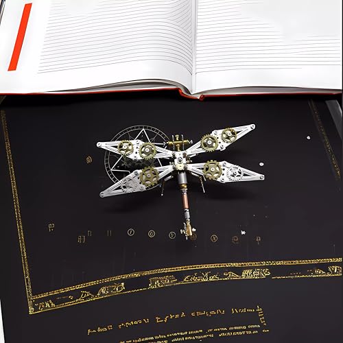 Mechanical Metal DIY 3D Dragonfly Model Insect Brass Puzzle Steampunk Electric Mechanical, Assembly DIY Gift Craft Hobby for Men (Dragonfly B) - style: Dragonfly B