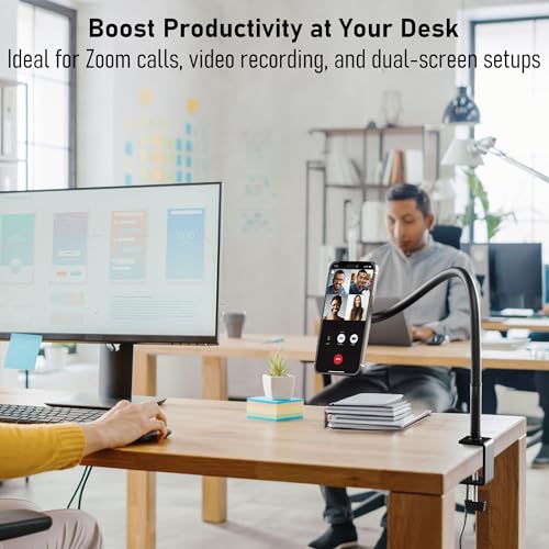 Magnetic Gooseneck Tablet Holder, iPad Desk Clamp Mount for Bed & Desk, 360 Degree Adjustable Arm, Compatible with MagSafe,Fits 4.7"-13.5" Devices, Phones, iPad Pro/Air/Mini, Kindle Fire, Galaxy Tab