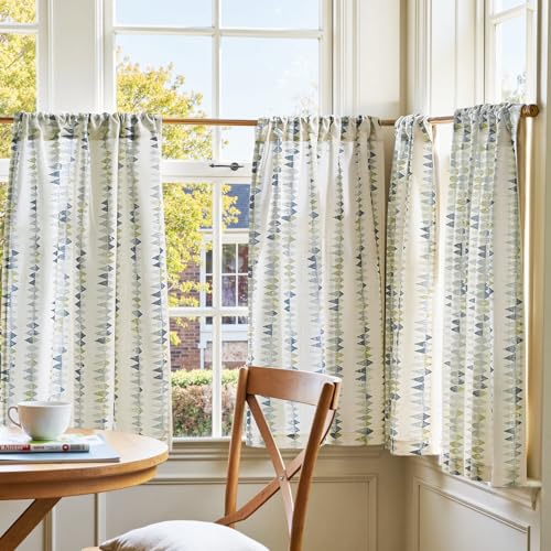 jinchan Mudcloth Boho Kitchen Curtains for Windows Light Filtering Linen Blend 24 Inch Farmhouse Country Tier Curtains Small Window Drapes for Laundry RV 2 Panels Rod Pocket Dusty Blue on Linen - color: Tribal | Dusty Blue on Linen, size: 26"W x 24"L (Pac