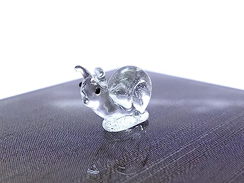Rare Snail Micro Tiny Hand Blown Glass Art Figurines Animals Collectible Gift Home Décor (Clear) - color: Clear