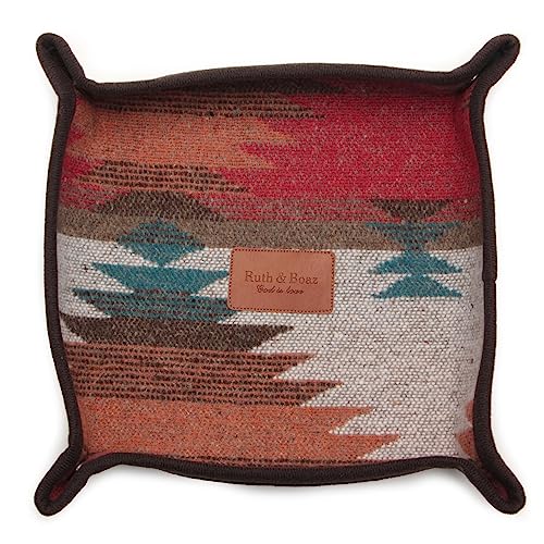 Ruth&Boaz Wool Fabric Valet Tray | EDC Tray | Lay Plat Wool Tray Suitable for Travel 8x8 inches(M-orange)