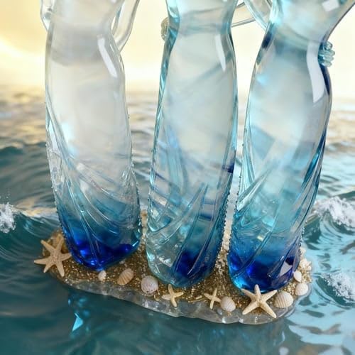 Sisters by My Side, Celebrates Friendships Three Sisters Sculpture,Sea Glass Style Resin Sisters Sculpture,Sister Ornament, Memorial Gift for Women (Two Sisters) - color: Two Sisters