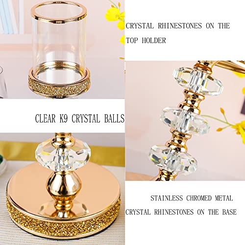 Candle Holder, Pillar Candle Holders, Crystal Candlesticks Holder for Wedding, Parties, Events, Chirstmas,Home Decor, Table Centerpieces CH028D (L) - size: Gold ( L )