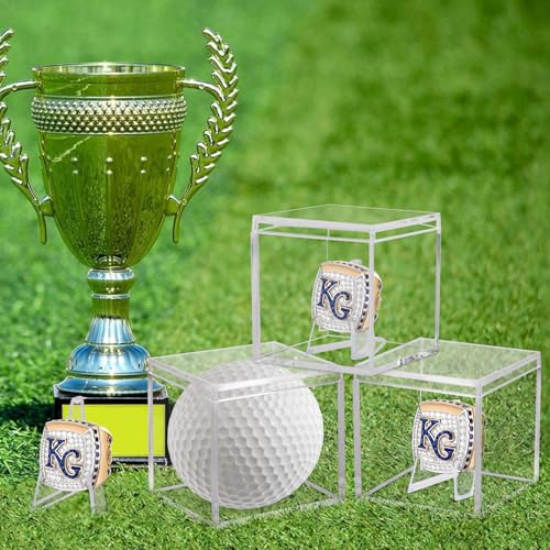 15 Pack Championship Ring Display Case Clear Acrylic Case Display Box for Sports Baseball Basketball Softball Golf Single Ring Coin Holder Stand, 2.16 Inch - size: 15 Pack