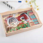 Tontut DIY Diamond Art Tray Wooden Pallet Kits, Christmas Gift Kitten 5D Cartoon Handle Craft Painting kit, Suitable for Home, Party, bar, Christmas, can be Given as a Gift to Relatives, Friends - color: Christmas Cat