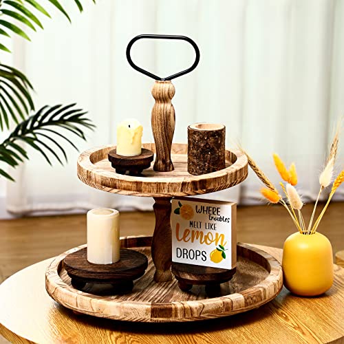 Amyhill 3 Pcs 5/4/3 Inch Wooden Risers for Display Wood Pedestal Stand Mini Tray Stand Round Wooden Pedestal Holder Rustic Buffet Cake Riser for Decor Tiered Tray Decor Home Kitchen(Brown) - color: Brown, size: 5/4/3 Inch