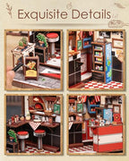 Cutefun Book Nook Kit - DIY Miniature Pizza Shop Booknook Kits for Adults and Teens, 3D Wooden Puzzle Bookend Bookshelf with LED Light, Creative Crafts Gifts for Beginners (Uncle Joe's Pizzeria) - style: Uncle Joe's Pizzeria