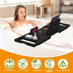 Premium Bathtub Tray Caddy - Expandable Bath Caddy Tray - Adjustable Bamboo Bath Caddy Tub Table - Unique House Warming Gifts New Home - Black - color: Black