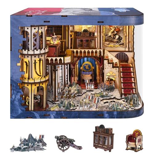MiniCity Book Nook Kit with LED Light, Miniature House Kit for Birthday, 3D Wooden Bookends Puzzle, Bookshelf Decor for Adults, Teens, Beginners (Napoléon) - style: Napoléon