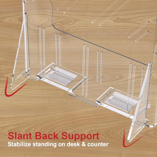 GTI Acrylic Brochure Holder 8.5 x 11 inch, 4 Packs Brochure Display Stand for 4’’ Trifold Pages, Clear Flyer Display Holder for Magazine, Pamphlet, Booklets, Menu,Journals