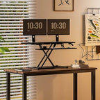 FLEXISPOT 40" Wide Standing Desk Converter Sit to Stand up Riser Height Adjustable Computer Workstation with Spacious 2-Tier Desktop, Black - color: Black, size: 40" 1pc