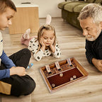 Glintoper Shut The Box & 4 in a Row Tables Game Set, Classic Wood Dice Game with Numbers & Line Up 4 Game for Kids Family, Living Room Rustic Coffee Table Decor, Travel Game Strategy Board Games - style: Shut The Box & 4 in a Row