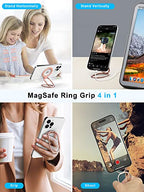 【2025 Upgraded】 Mag Safe Phone Ring Holder, SUPERONE Adjustable Magnetic Kickstand & Removable Phone Grip Compatible with Wireless Charging Only for iPhone 17 & 16 & 15 & 14 & 13 Series - Rose Gold - color: Rose Gold
