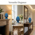 Blue Ceramic Artichoke Statue - Unique Artisanal Decorative Sculpture, Decor for Living Room, Office, Bookshelf