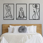 CHENGU 3 Pieces Metal Minimalist Abstract Woman Wall Art Line Drawing Wall Art Decor Single Line Female Home Hanging for Kitchen Bathroom Living Room - style: Body Style