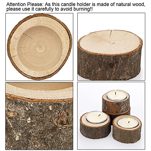OwnMy Set of 24 Wooden Tea Light Candle Holders Votive Candle Holders, Rustic Wooden Pillar Candle Stands Vintage Wooden Tealight Holders Set Candle Centerpieces for Dining Table Wedding Party, 1" H - size: 1" H
