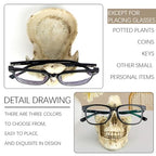 Mrlikale Skull Glasses Stand Holder, Creative Eyeglasses Holder, Sunglasses Spectacle Display Rack, Key Holder Resin Sculptures for Entryway, Home, Office, Desk, Nightstand (White) - color: White