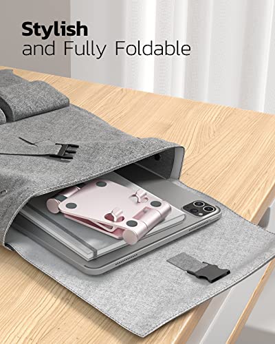 Nulaxy Dual Folding Cell Phone Stand, Fully Adjustable Foldable Desktop Phone Holder Cradle Dock Compatible with iPhone 17 16 15 14 13 12 11 Pro Max Xs Xr X 8, Nintendo Switch, All Phones - Rose Gold - color: C-Rose Gold
