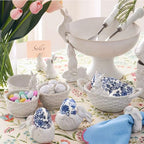 6pcs Ceramic Easter Eggs - Chinoiserie Blue and White Easter Egg Decor for Home, Living Room & Office for Christmas, Halloween, Mother's Day, Easter and Housewarming(C) - size: C