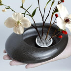 Flower Frog Vase Kit, Ikebana Flower Arrangement, Ceramic Water Drop Flower Pot & Flower Frog, Flower Arrangement Vase Kit (Dark Brown Small Size) - color: Dark Brown Small Size