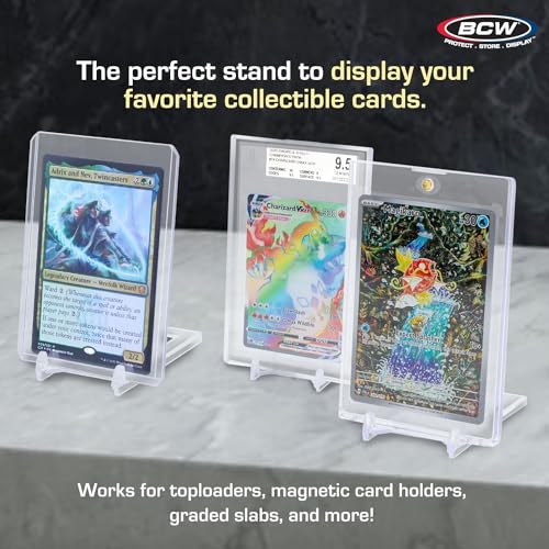 BCW 2-Piece Card Display Stands | Showcase Top Loaders, Magnetics, Screwdowns |Trading Card Display| Card Display Stand | Card Stand | Semi Rigid Card Holder Stand (20 Pack) - color: 20 Pack