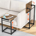 Tv Tray Table Set of 2, 8-Level Adjustable Height Couch Side Table，90° Tilt Angle Adjustments C-Shaped End Table, with Phone & Tablet Slot Sofa Computer Desk for Couch, Sofa, Bed, Chair, Living Room - size: 2 pcs