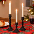 Candlestick Holders, 3 Pcs Rustic Black Candle Holder for Pillar Candles, 100% Solid Wood Decorative Candle Holders Distressed Wooden Farmhouse Candle Holder Large for Fireplace Table