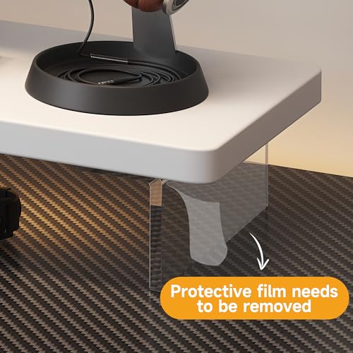 Computer Monitor Stands, Wood & Acrylic Computer Monitor Stand, Desk Monitor Stand Underneath Storage For Office, Home, School Supplies, 31.5" L (White) - color: White