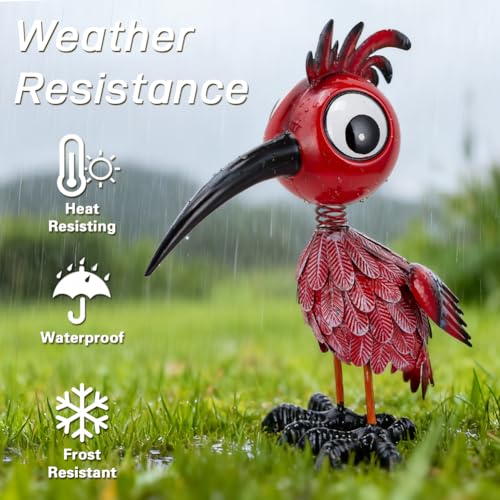 Metal Large Garden Statue,16.5" Red Bird Statues and Sculptures for Outdoor Decor,Metal Yard Art Lawn Ornaments for Patio Backyard Decoration - color: Red Bird