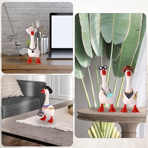 30pcs 7in/17.78cm Desk Goose Outfits, Small Desk Goose Costumes Accessories Include Sunglasses Cowboy Hats Necklaces Heart Star Gold Chain for Magnetic Table Geese Statue Decor