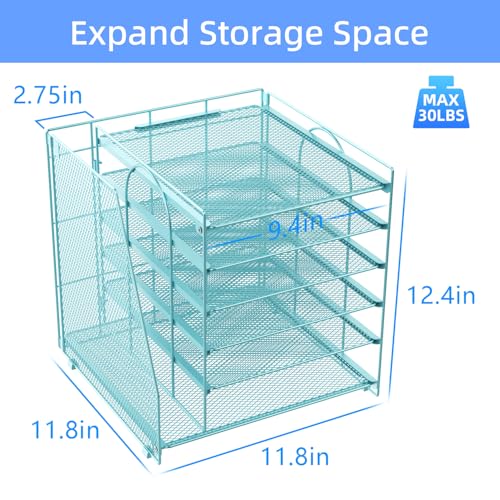 gianotter 6-Tier Paper Organizer With Magazine Holder, Desk Organizers and Accessories, Desk Accessories & Workspace Organizers, File Organizer for Office Supplies Storag (Blue, 6-Tier) - color: Blue, size: 6-Tier