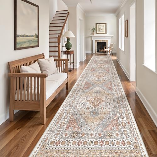 zesthome Washable Runner Rug 2.5x10 - Stain Resistant Entryway Rug,Ultra-Thin Kitchen Rugs, Anti Slip Backing Runner Rugs for Entrance Laundry Room Indoor Hallway (Orange,2.5'x10') - color: Orange, size: 2'6" x 10' (Runner)
