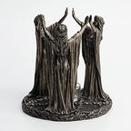 Veronese Design 6 3/4 Inch Tall Triple Moon Goddess Maidens Ritual Candle Tealight Holder Cold Cast Bronzed Resin Sculpture Wiccan Alter Figurine Home Decor New Age Religious Collectible