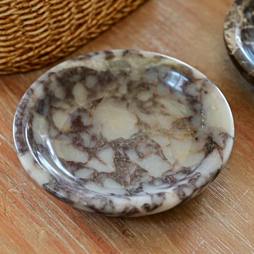 ZSHAWN Natural Marble Ring Dish Jewelry Tray – 5.5" Trinket Dish for Rings Earrings Necklace, Scratch-Resistant Vanity Organizer, Elegant Gift for Women (Calacatta Viola) - color: Calacatta Viola
