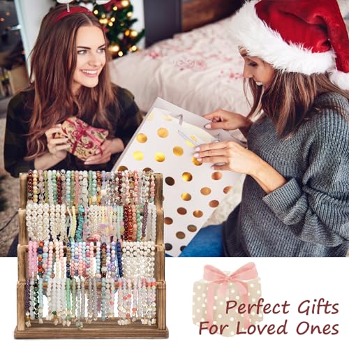Emfogo Bracelet Holder, 4 Tier Bracelet Organizer Storage for Bracelets Bangles Watch Scrunchies, Rustic Wood Jewelry Organizer Display for Home, Vendors, Craft Shows and Store(Rustic Brown) - color: Rustic Brown